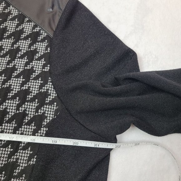 David Pond Houndstooth Black Front Full Zipper Long Sleeved Dress Size 16 - Picture 5 of 9